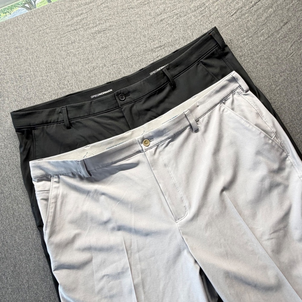 Greg Norman Mens Protek Golf Shorts 2 Pack Black Gray Size 42 Stretch Performanc